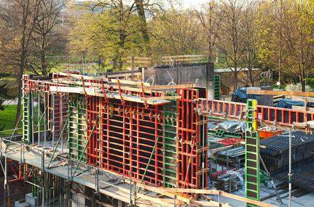 concrete shell and concrete steel in the first floor of a new constructionのeditorial素材