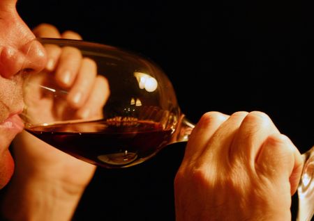drinking red wineの写真素材