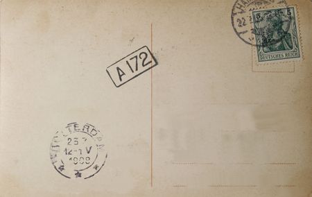 German vintage postcard 1909 with stamp and postmarks, posted in Deutsches Reich (Germany)の写真素材