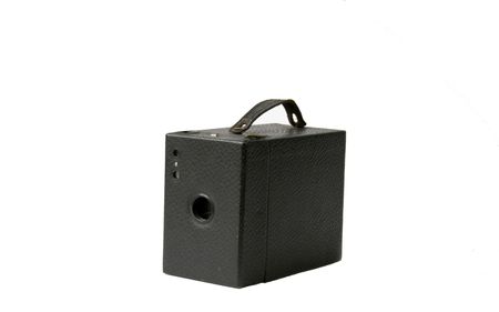 old leather camerabox from the 1920's isolated