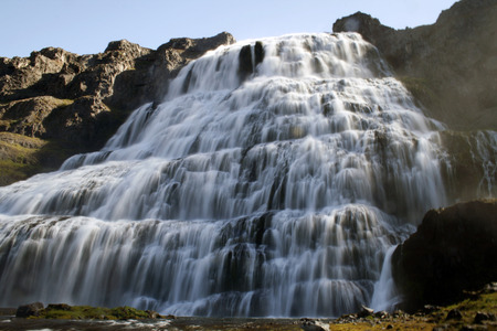 Dynjandi, also called Fjallfoss, a huge waterfall in Vestfirdir. One of the most beautiful falls in Iceland.の写真素材