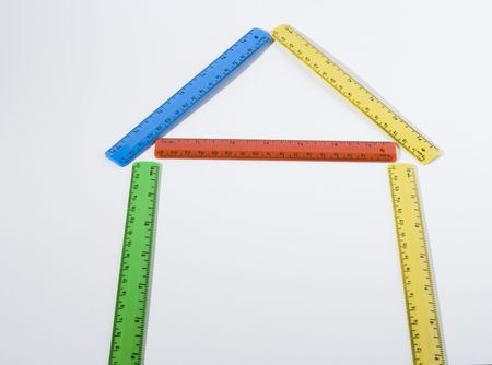 house made of colored rulers.の写真素材