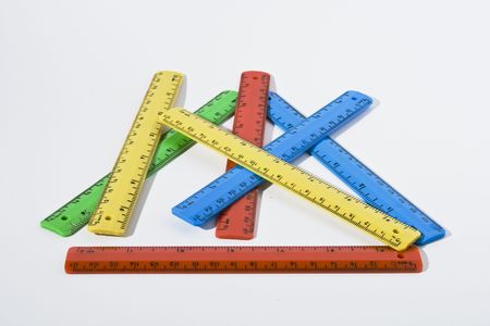 measurers in different colors isolated on whiteの写真素材