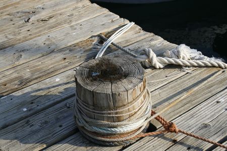 wooden deck with rope