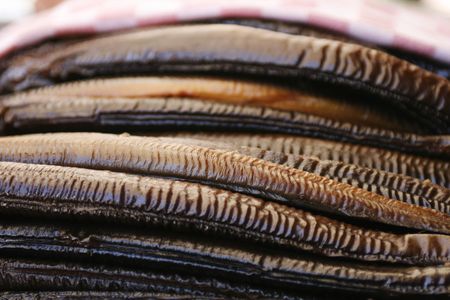 Background of smoked eels. の写真素材