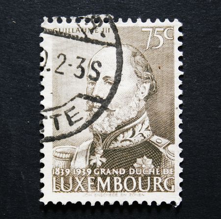 Vintage Luxemburg postcard of William III king of the Netherlands and grandduke of Luxemburg.の写真素材