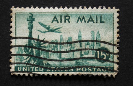 Vintage american postage stamp with the statue of libertyの写真素材