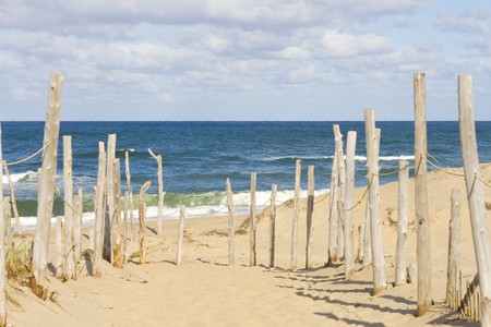 Sandy beach and ocean at Cape Codの写真素材