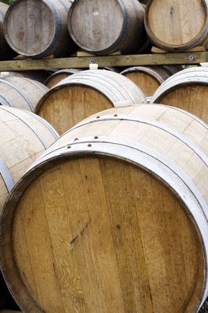 Oak wooden wine barrelsの写真素材