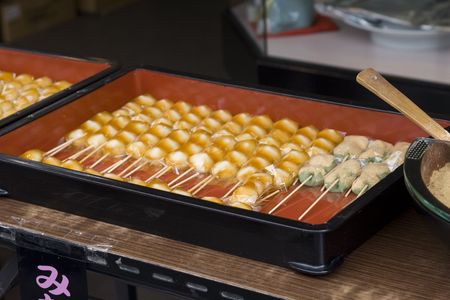 Traditional Japanese sweets like Dango in a Bento box.Japanese CuisineCandyRice CakeJapanese Cultureの写真素材