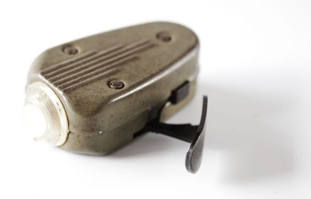 Historical hand driven mechanically powered torch light used during the second world war.の写真素材