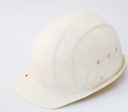 White hard hat on white backgroundの写真素材