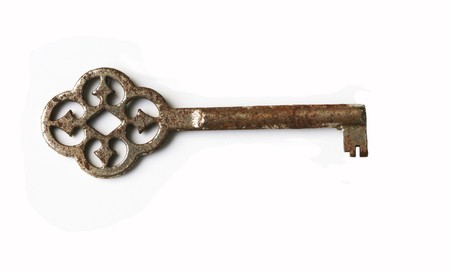 Vintage rusty key on whiteの写真素材