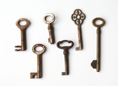 Collection of old rusty keysの写真素材