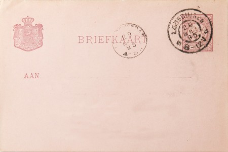 Blank pink Dutch postcard of 1895の写真素材