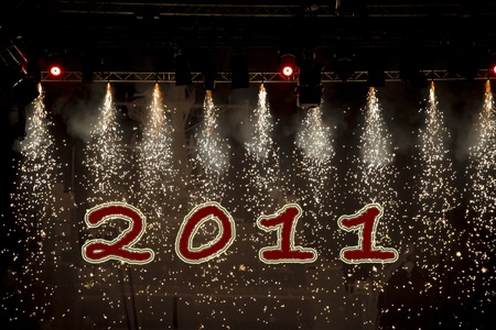 Beautiful sparkling spotlights in theatre with 2011の写真素材