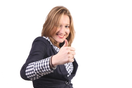 Young woman gesturing approvalの写真素材