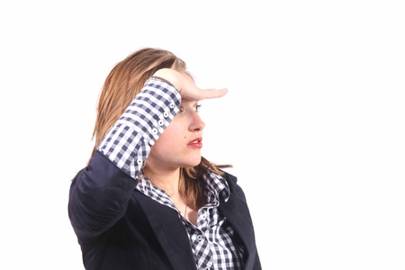 Young woman searching for something farの写真素材