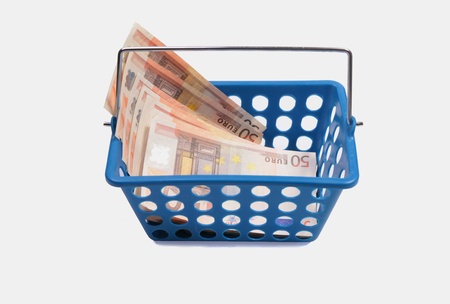 Basket with euro  bills
