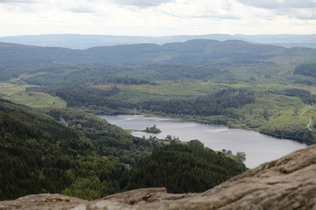 View on beautiful Loch Katrine in Scotlandの写真素材
