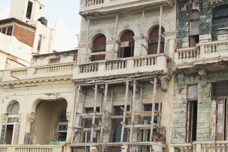 HAVANA,CUBA- FEBRUARY 22:Contrast between the restored and the decaying Old Havana March 25, 2011 in Havana.A huge restoration work is taking place in Old Havana,declared by UNESCO World Heritage Site in 1982 のeditorial素材