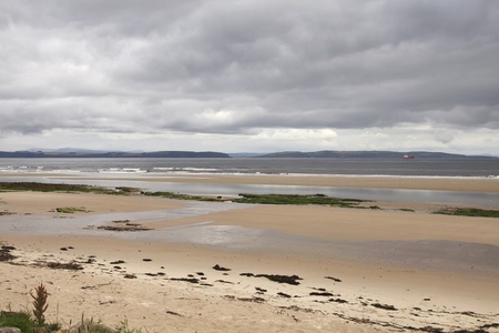 Ocean and beach at Stonehaven in Scotlandの写真素材
