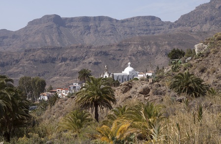  Santa Lucia on Gran Canaria island, with its white church and housesの写真素材
