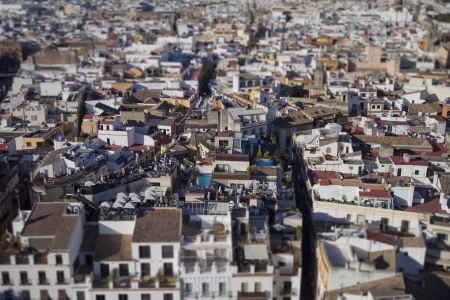 Tilshift view on buildings in Seville, Spainの写真素材