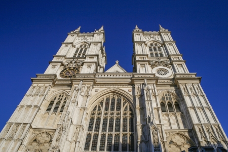 Westminster abbey against a blue skyのeditorial素材