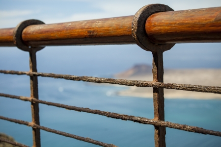 Beautiful wooden and metal railing の写真素材