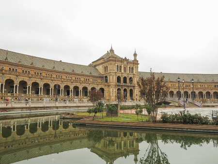 Plaza de Espana in Seville was built in 1928 for the Ibero-American Exposition of 1929.の写真素材