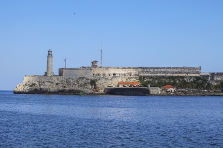 The fortress of El Morro in the bay of Havana in a clear dayの写真素材