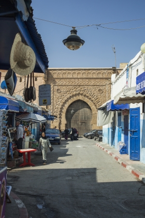 RABAT,MOROCCO - MAY 04: People on a street in the medina of Rabat behind the Bab Oudaia gate in Morocco on May 4, 2013. Rabat is the capital of Morocco.

のeditorial素材