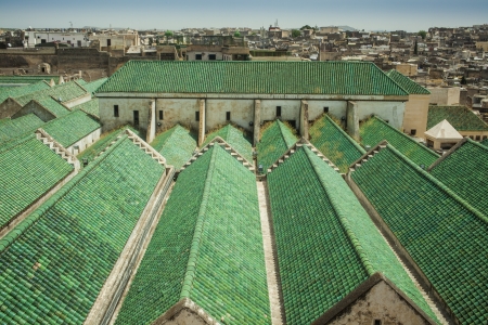 Roof of the University of al-Karaouine in Fez, Morocco, which is the oldest continually operating religious university in the world.のeditorial素材