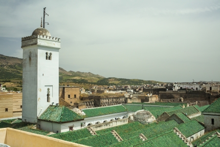 Roof of the University of al-Karaouine in Fes, Morocco, which is the oldest continually operating university in the world.のeditorial素材