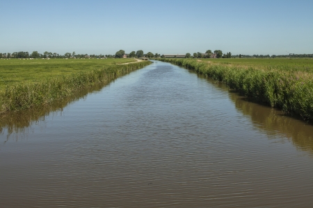 Landscape in Dutch Groningen in the Netherlandsの写真素材