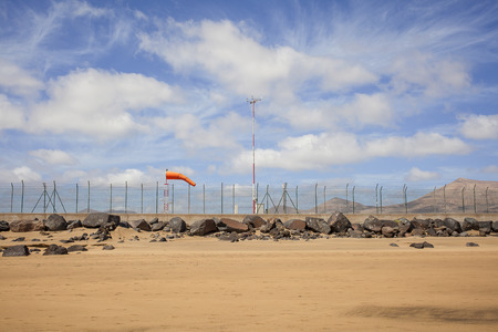 Orange windsock at the airport of Lanzaroteの写真素材