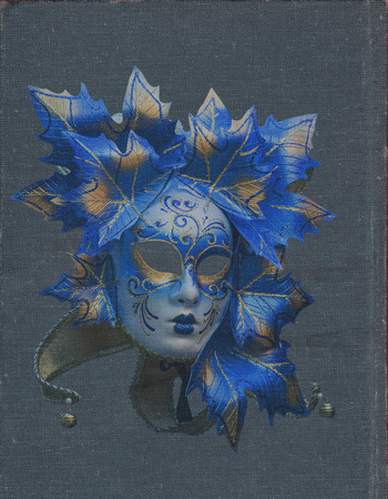 Venitian mask on grey linnenの写真素材