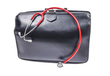 Doctor's bag with small red stethoscope for children

の写真素材