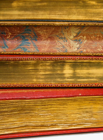 Precious vintage books with special golden coating on pages の写真素材