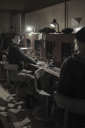 TROYWOOD, SCOTLAND -JULY 26: Vintage telephone control room underground at Scotlands Secret Nuclear Bunker in Troywood in Scotland on july 26, 2011, After the cold war, the unvisible bunker hidden beneath a traditional Scottish farmhouse, turned into a muのeditorial素材