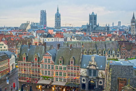 Aerial view on the center of Ghent, Flanders, Belgium

の写真素材