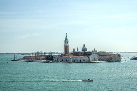 High view of San Giorgio Maggiore in Venice

の写真素材