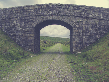 A granite bridge in Dartmoor National Park in Devonの写真素材