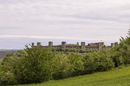 The medieval town of Monteriggioni in Tuscany, Italyの写真素材