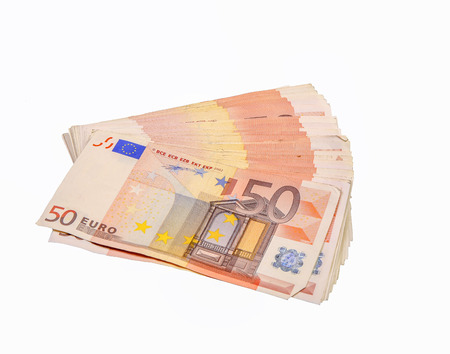 Big stack of fifty euro billsの写真素材