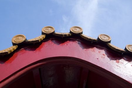 Close up shot of some chinese style roof tiles.の写真素材