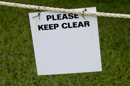 Photo of a keep clear sign to forbid people to enter.の写真素材