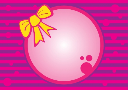 Pink and Purple colored bars background combine with circle frame and yellow ribbon のイラスト素材