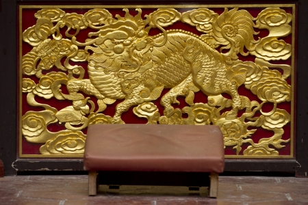 Beautiful golden carving on a chinese temple のeditorial素材
